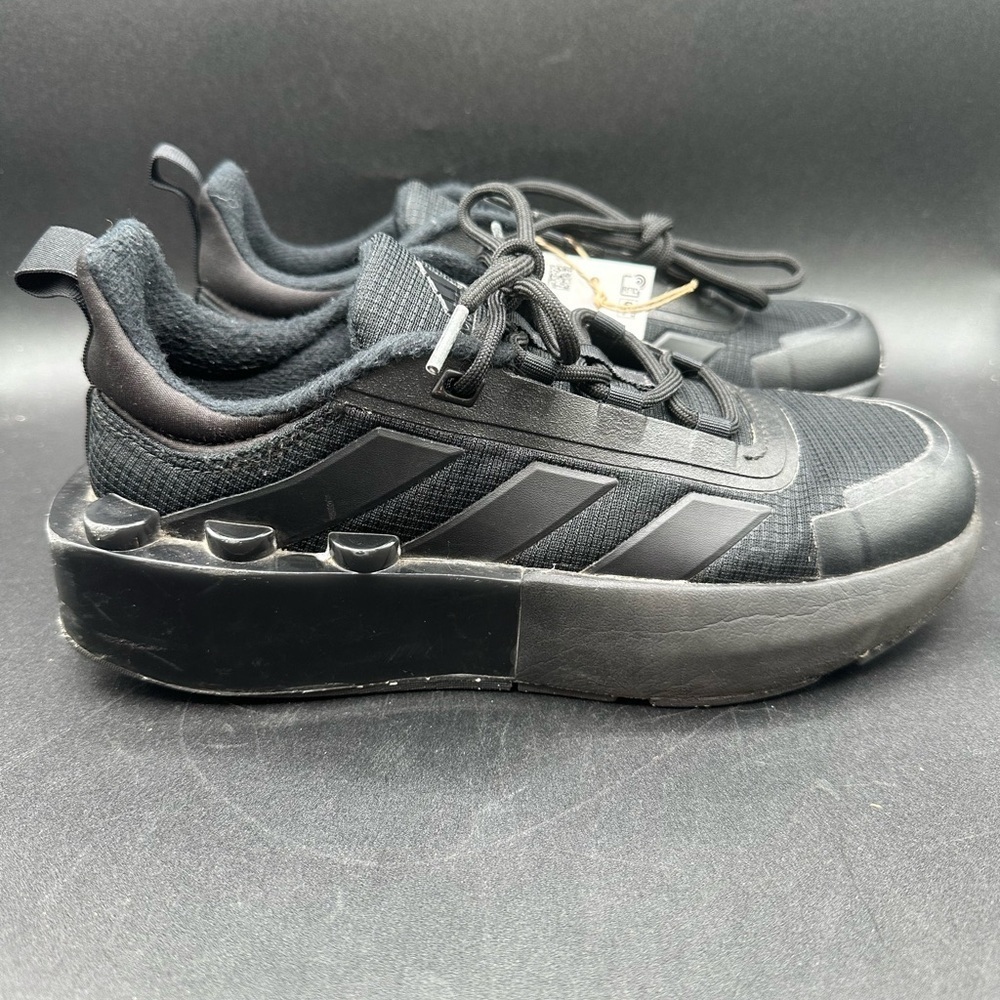 Adidas Boys Shoes Size 4 Lego Tech RNR Runner Elastic Lace Up Sneakers Black